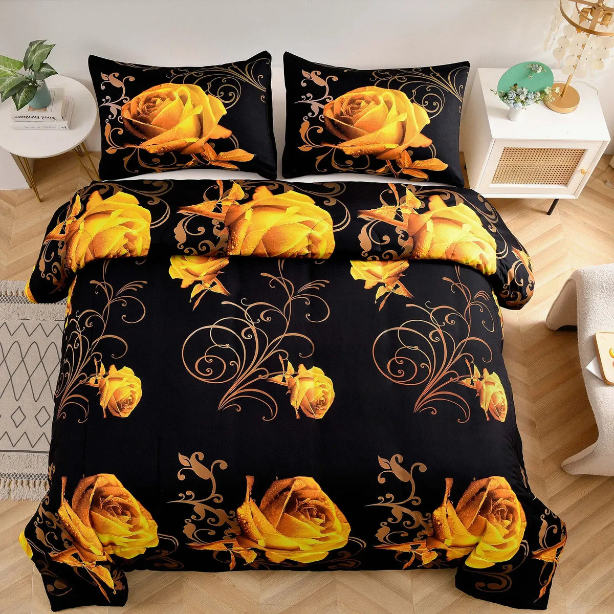 Gold Flower Arden Elegance Quilt / Doona / Duvet Cover set - Image 2