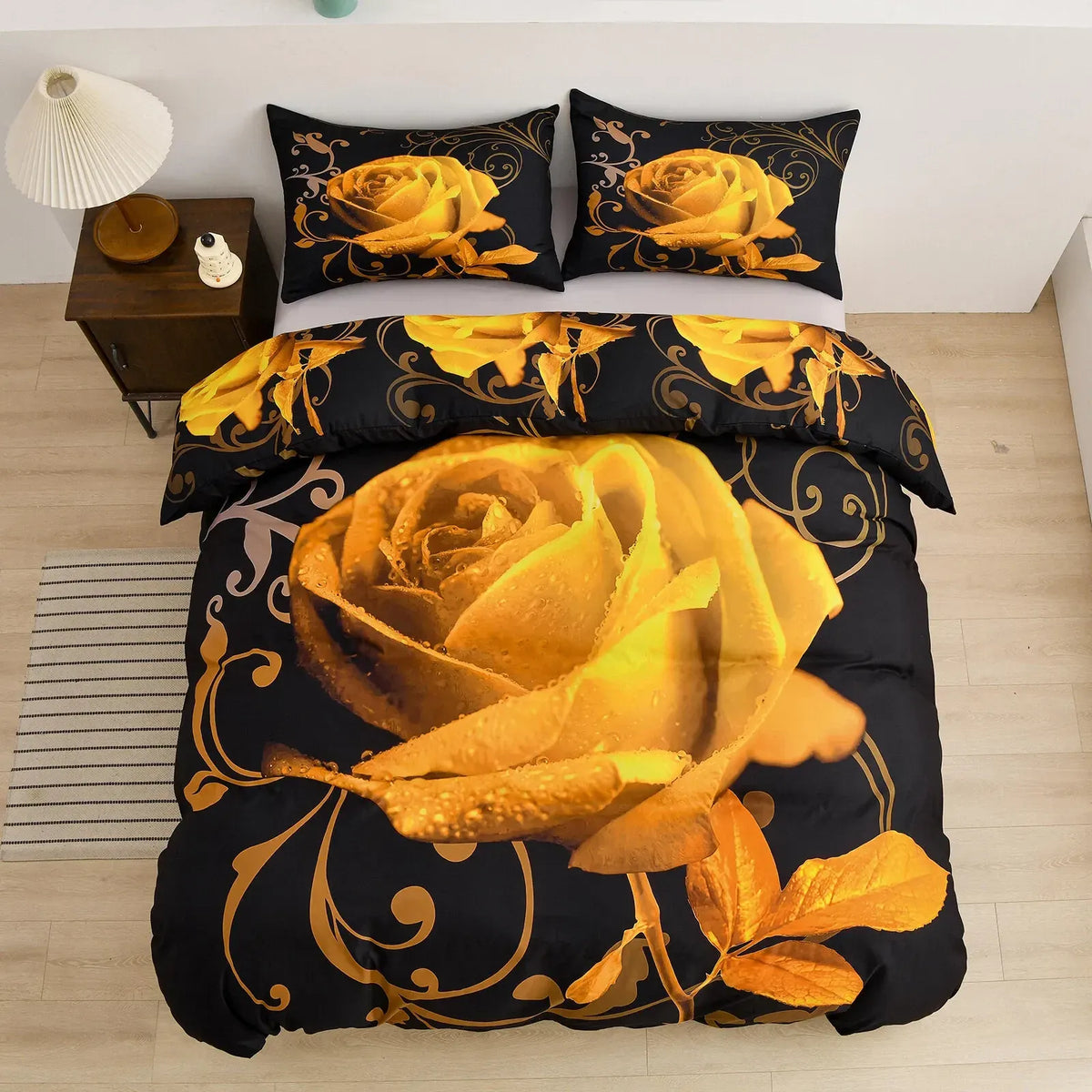 Gold Flower Arden Elegance Quilt / Doona / Duvet Cover set - Image 3