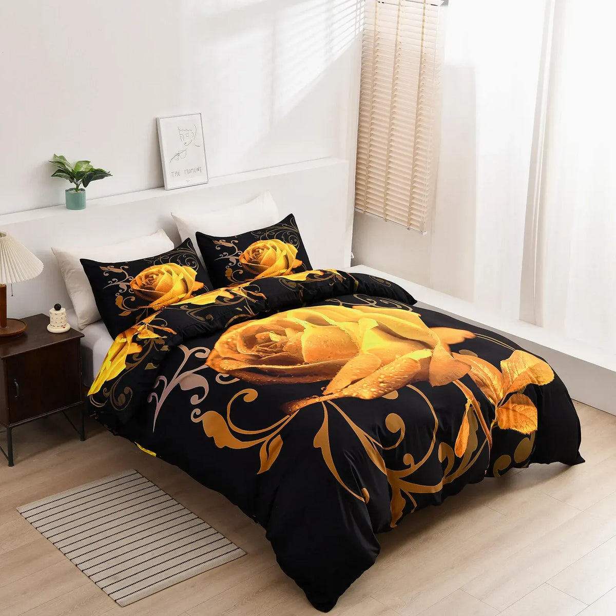 Gold Flower Arden Elegance Quilt / Doona / Duvet Cover set - Image 4