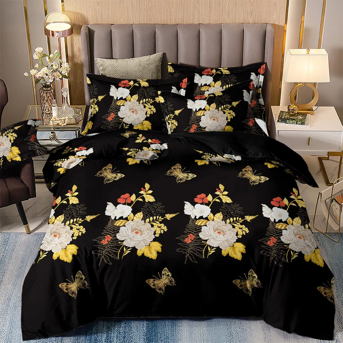 Black Sorrento Marigold Quilt / Doona / Duvet Cover set
