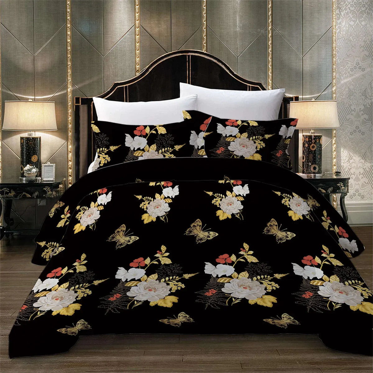 Black Sorrento Marigold Quilt / Doona / Duvet Cover set - Image 5