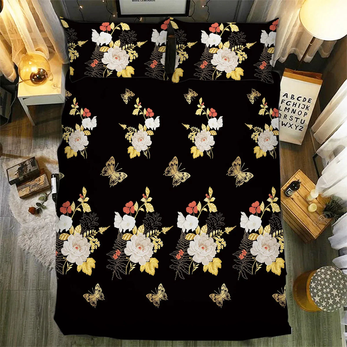 Black Sorrento Marigold Quilt / Doona / Duvet Cover set - Image 6