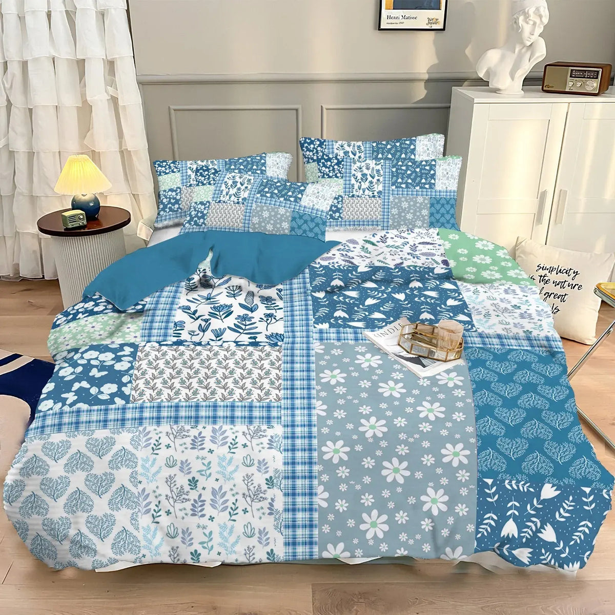 Green Flower Vienna Willow Quilt / Doona / Duvet Cover set - Image 4