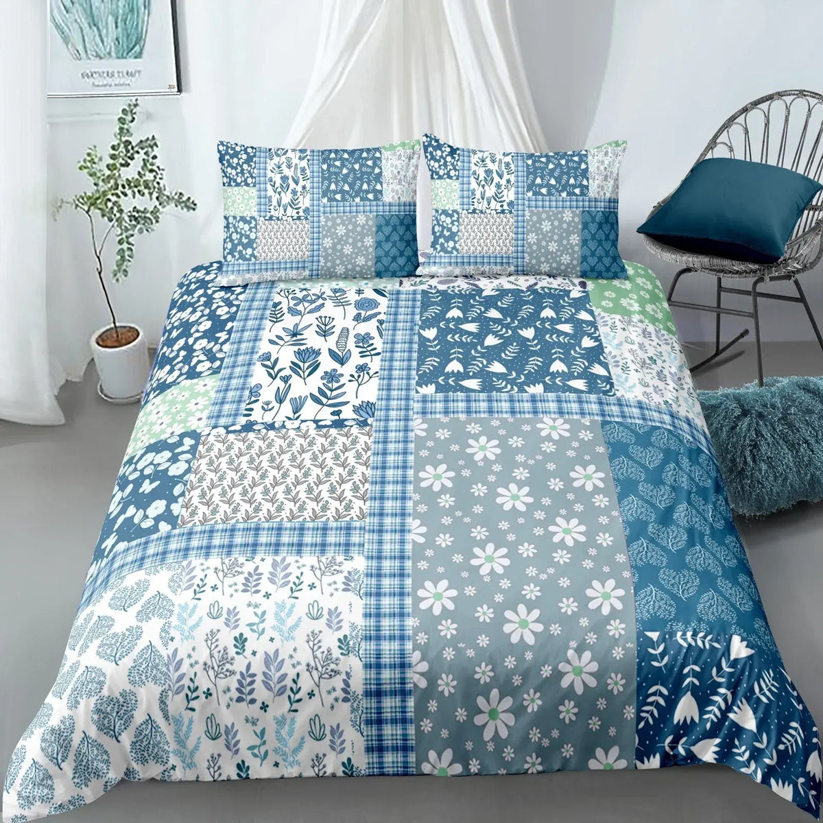 Green Flower Vienna Willow Quilt / Doona / Duvet Cover set - Image 5