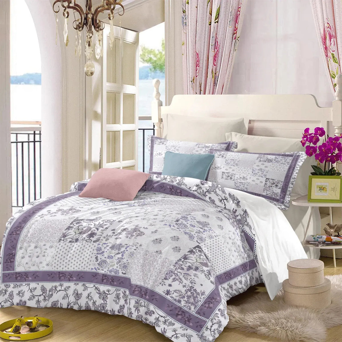 Patchwork Flower Maribel Willow Quilt / Doona / Duvet Cover set - Image 2