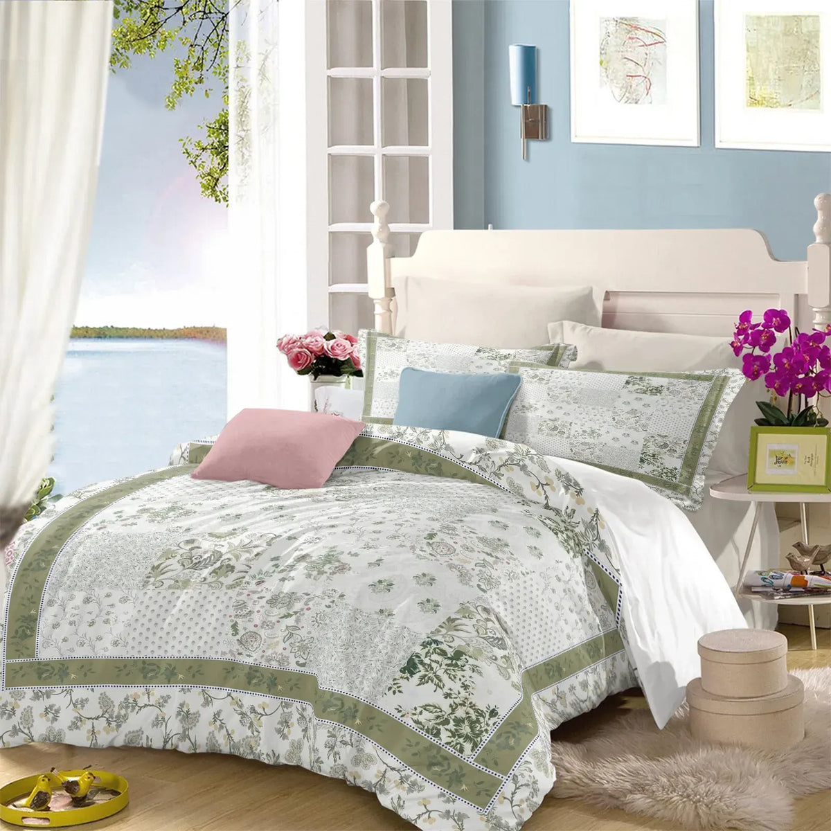 Patchwork Flower Vivienne Leaf Quilt / Doona / Duvet Cover set - Image 2