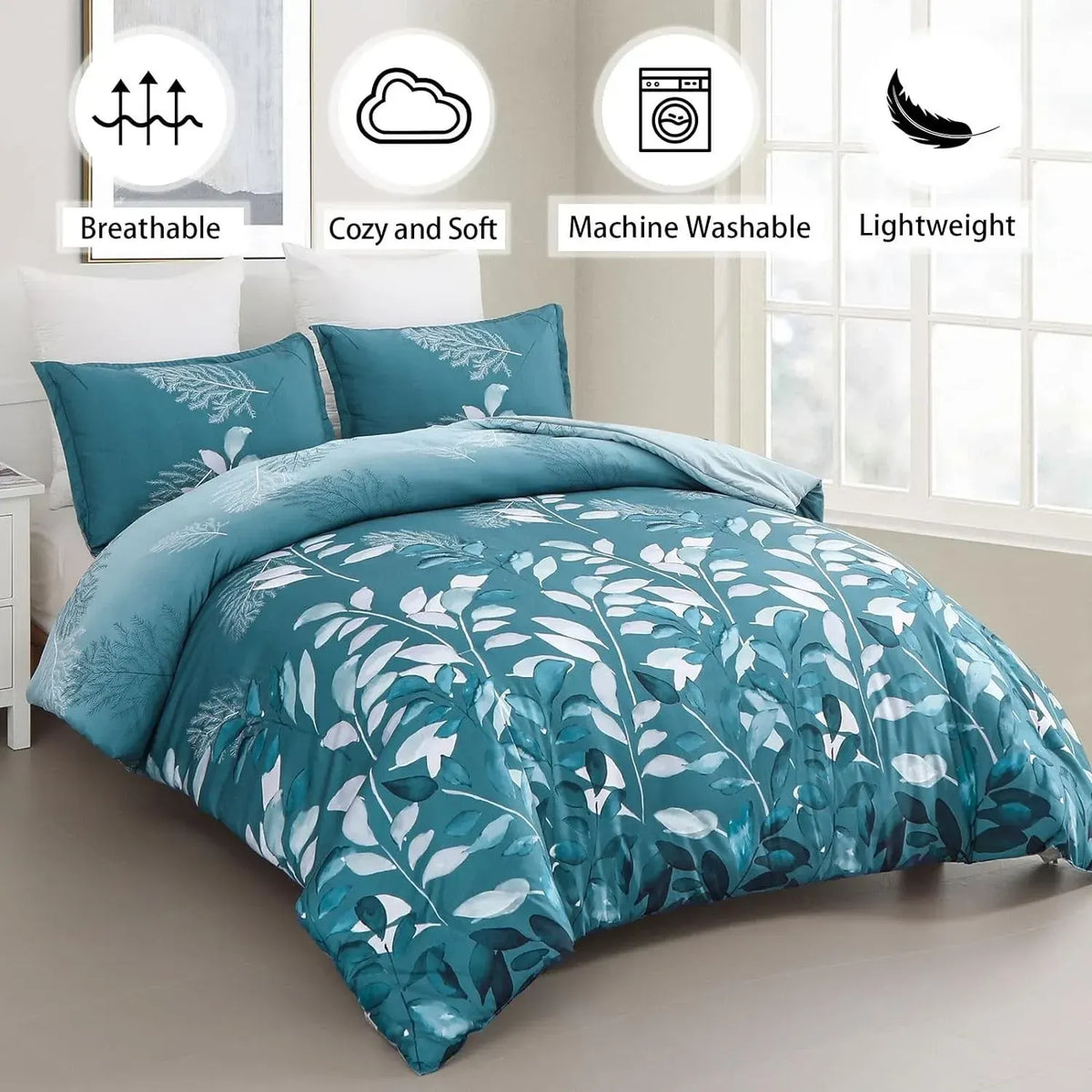 Teal Foglia Willow Haven Quilt / Doona / Duvet Cover set - Image 2