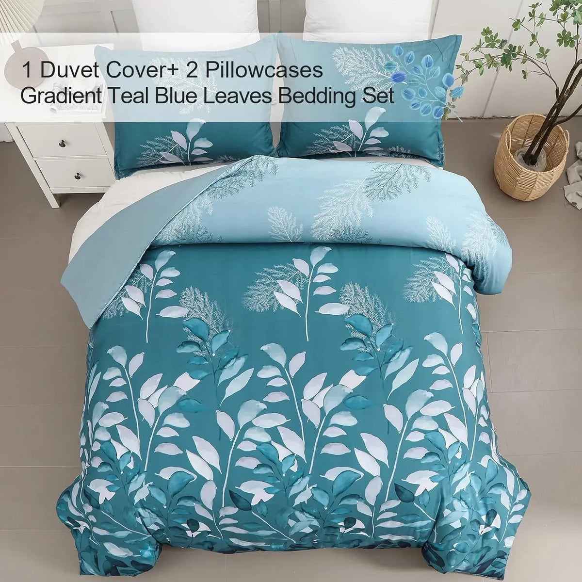 Teal Foglia Willow Haven Quilt / Doona / Duvet Cover set - Image 3