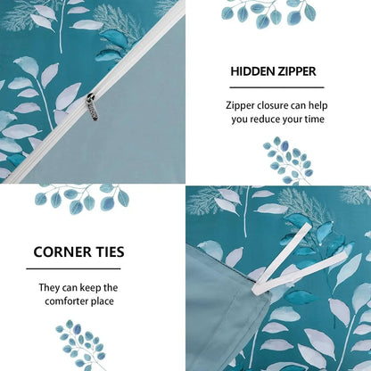 Teal Foglia Willow Haven Quilt / Doona / Duvet Cover set - Image 6