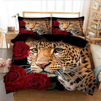 Leopard Rose Noir Quilt / Doona / Duvet Cover set - Image 3