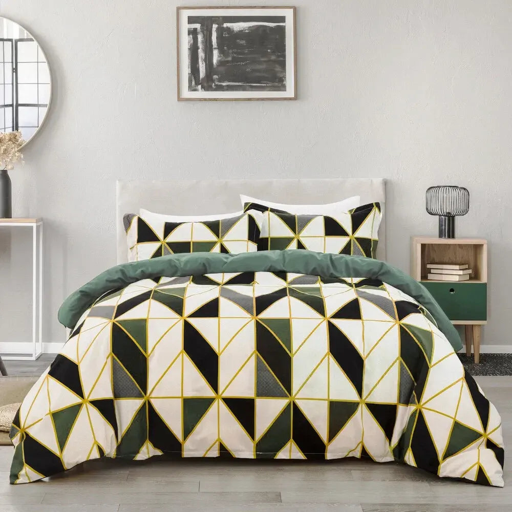 Geometry Brown Seville Marigold Quilt / Doona / Duvet Cover set - Image 2