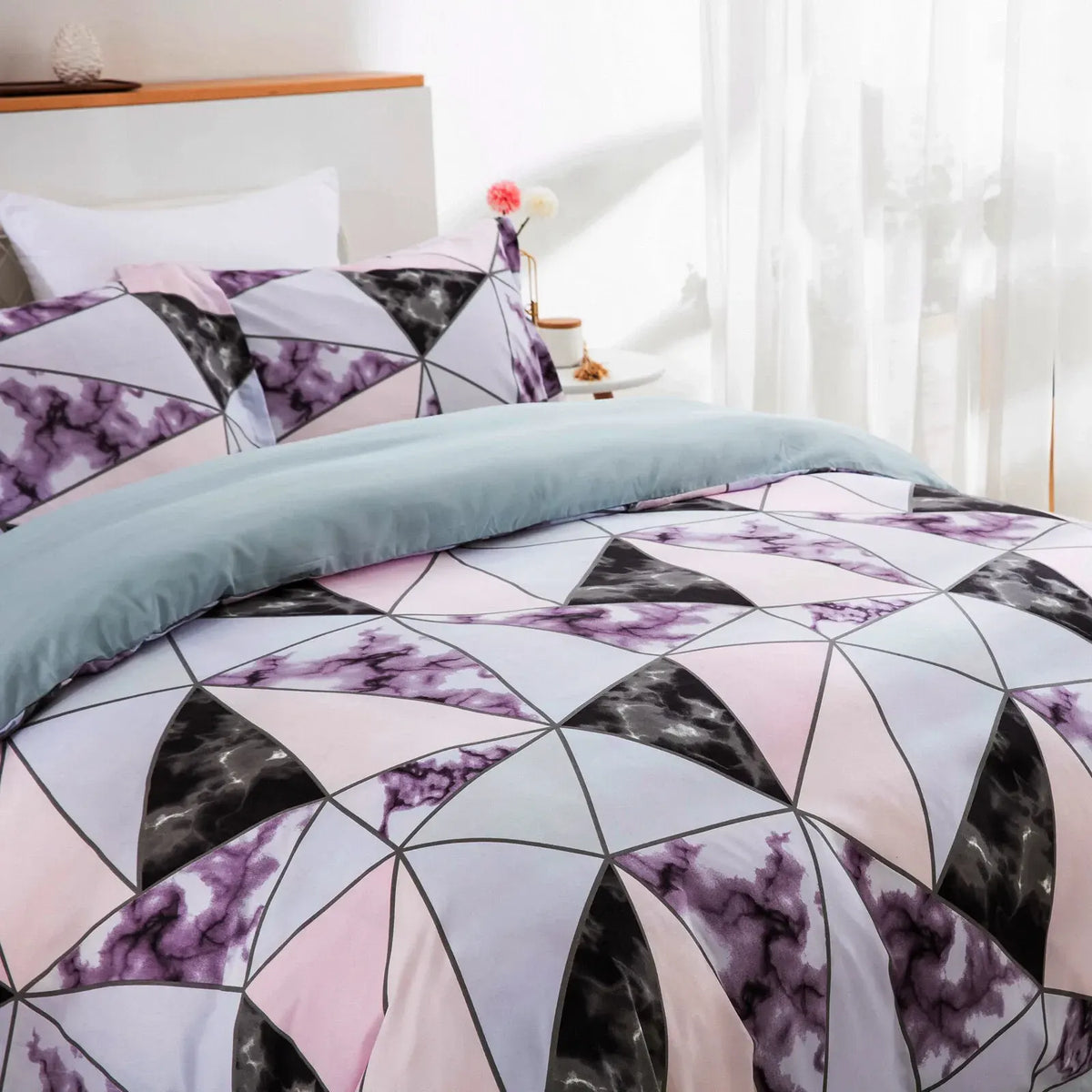 Stripe Madeira Dahlia Quilt / Doona / Duvet Cover set - Image 3