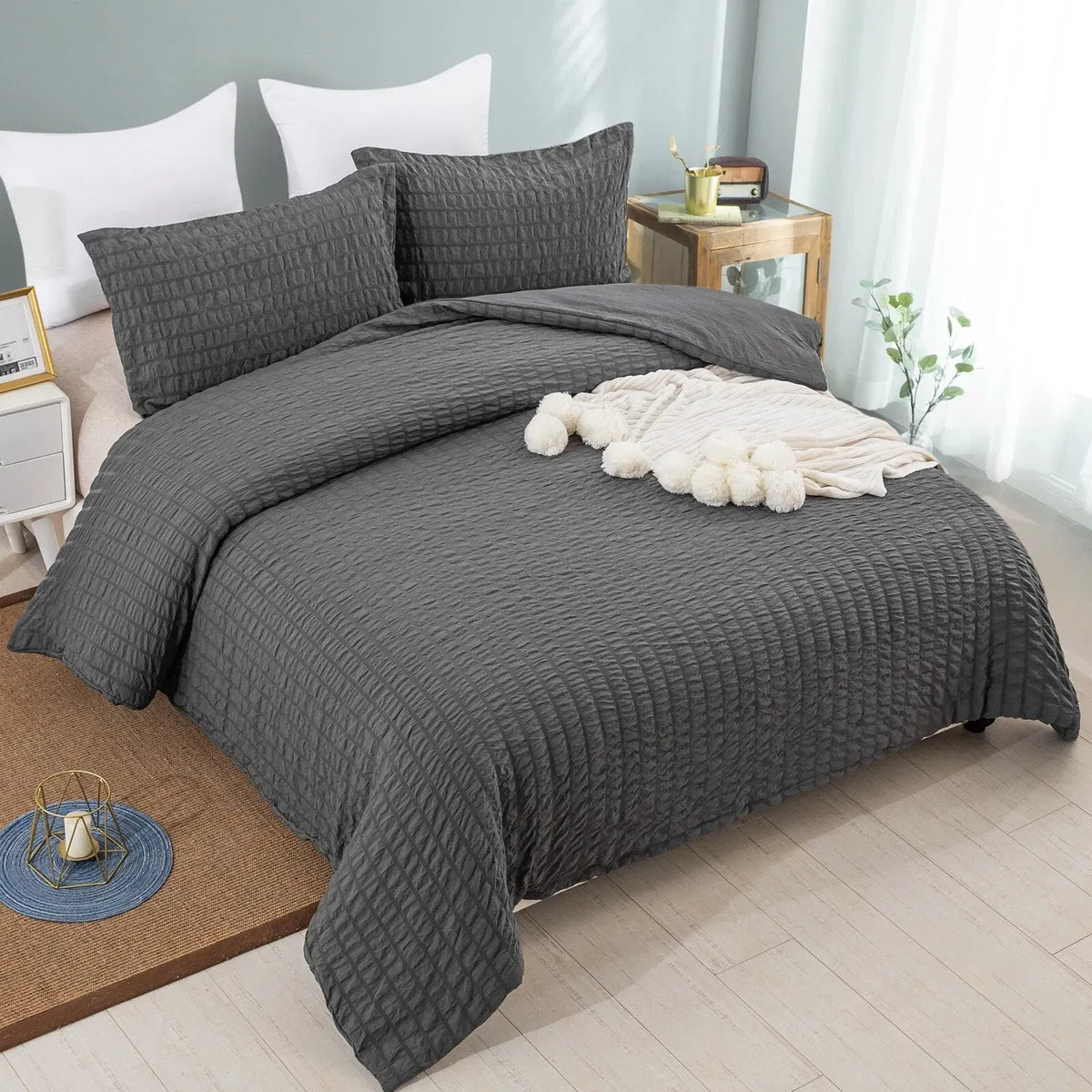 Seersucker Dark Geneva Elegance Quilt / Doona / Duvet Cover set - Image 2