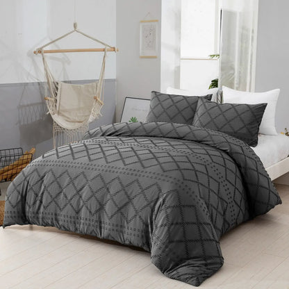 Grey Delphine Dahlia Quilt / Doona / Duvet Cover set - Image 2