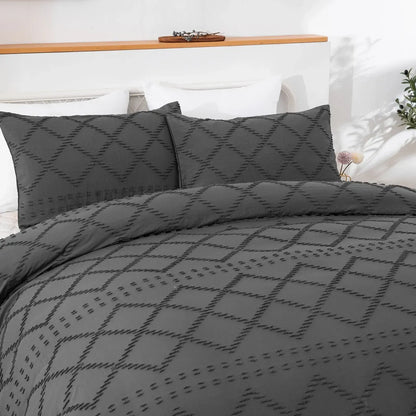Grey Delphine Dahlia Quilt / Doona / Duvet Cover set - Image 3