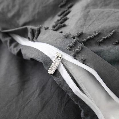 Grey Delphine Dahlia Quilt / Doona / Duvet Cover set - Image 4