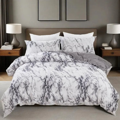 Gray Marbled Como Serenity Quilt / Doona / Duvet Cover set