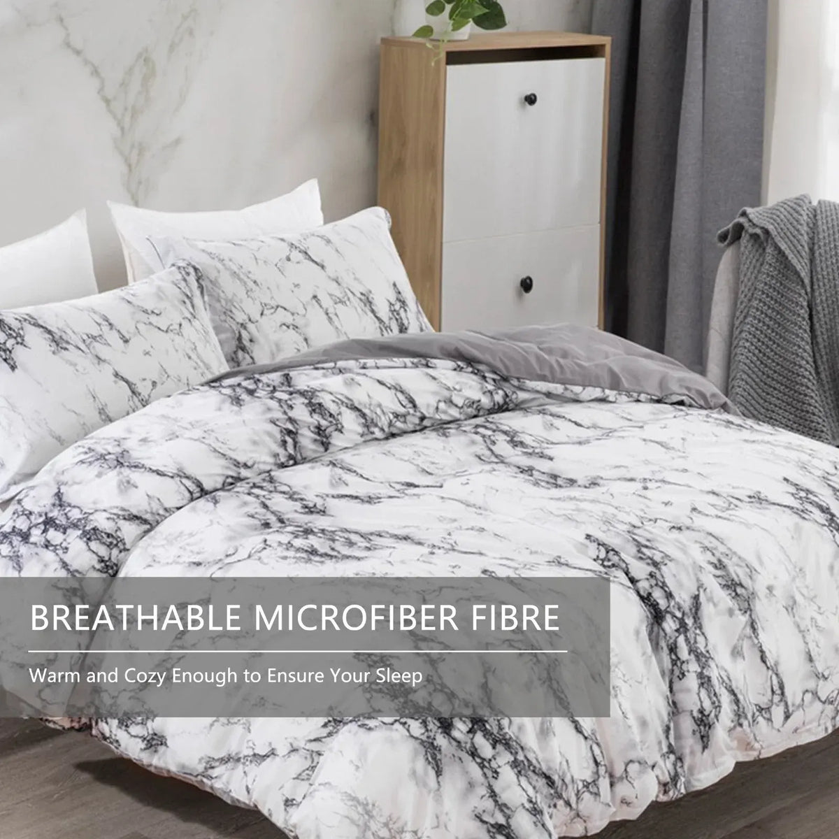 Gray Marbled Como Serenity Quilt / Doona / Duvet Cover set - Image 4