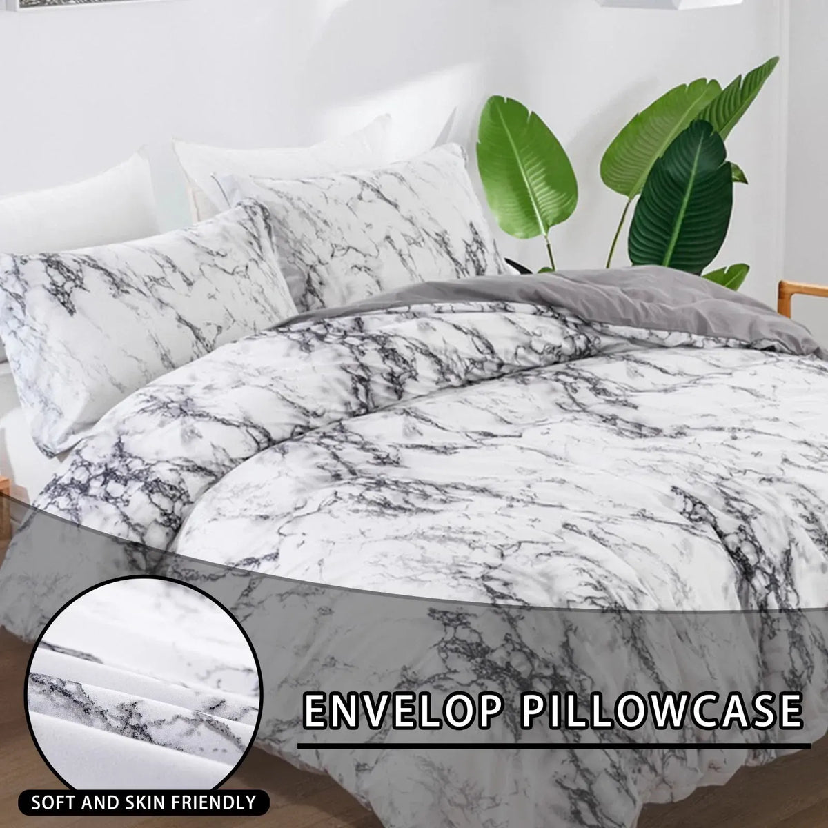 Gray Marbled Como Serenity Quilt / Doona / Duvet Cover set - Image 2
