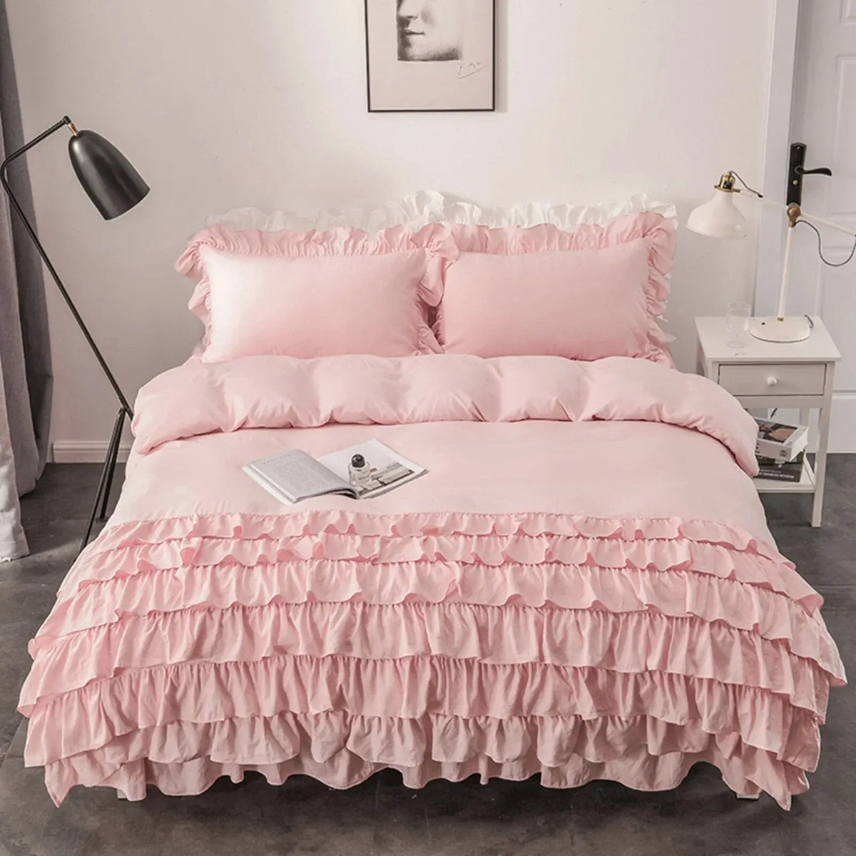 Multi Ruffled Bellagio Willow Quilt / Doona / Duvet Cover set