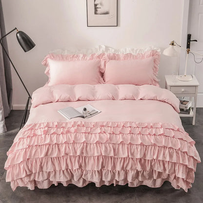 Multi Ruffled Bellagio Willow Quilt / Doona / Duvet Cover set