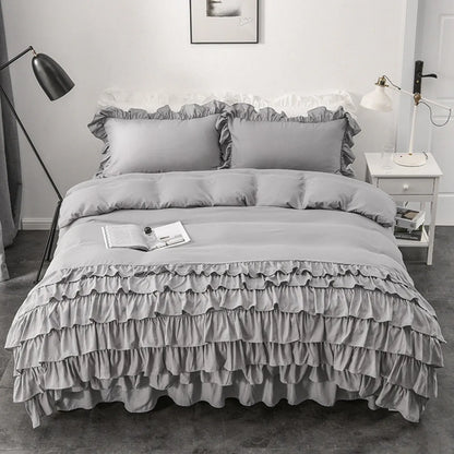 Multi Ruffled Geneva Charm Quilt / Doona / Duvet Cover set