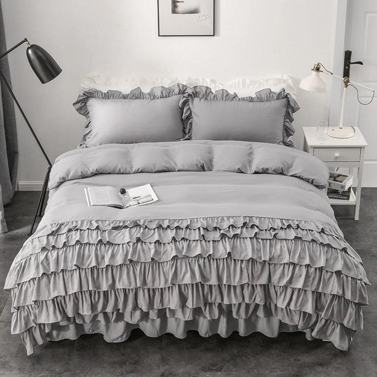 Multi Ruffled Geneva Charm Quilt / Doona / Duvet Cover set