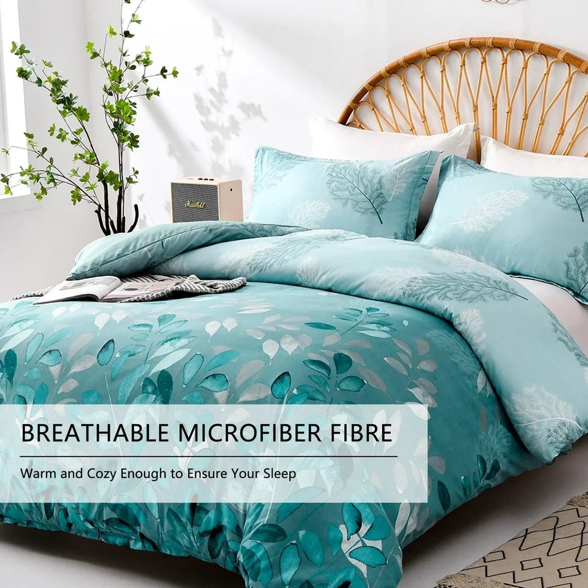 Green Leaf Cannes Quilt / Doona / Duvet Cover set - Image 2