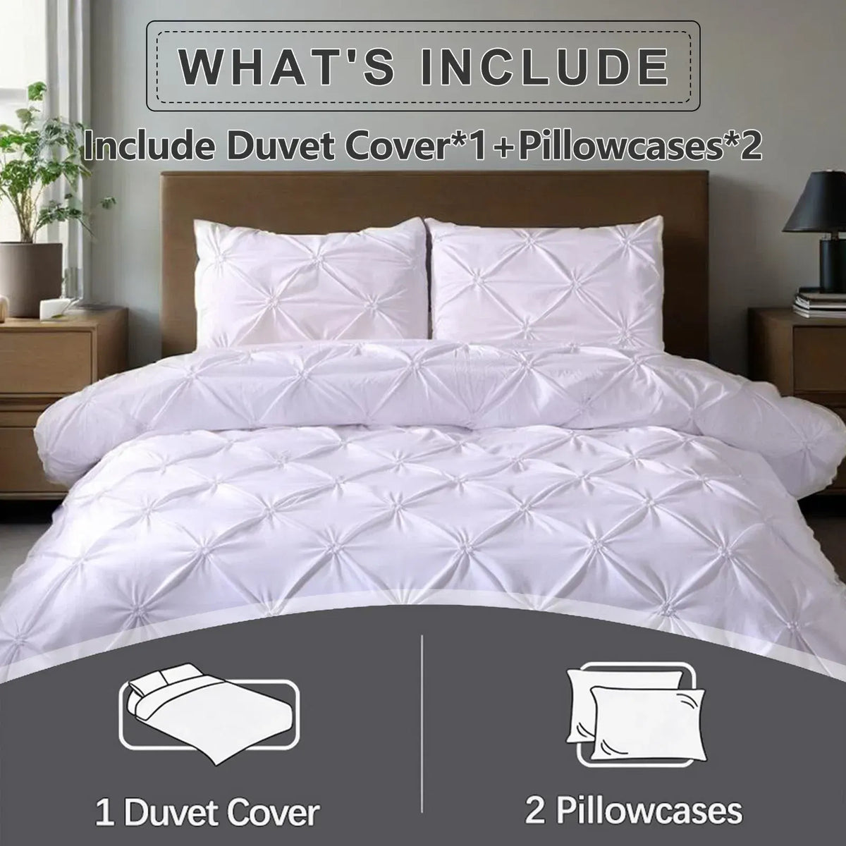 White Lucerne Bloomscape Quilt / Doona / Duvet Cover set - Image 2