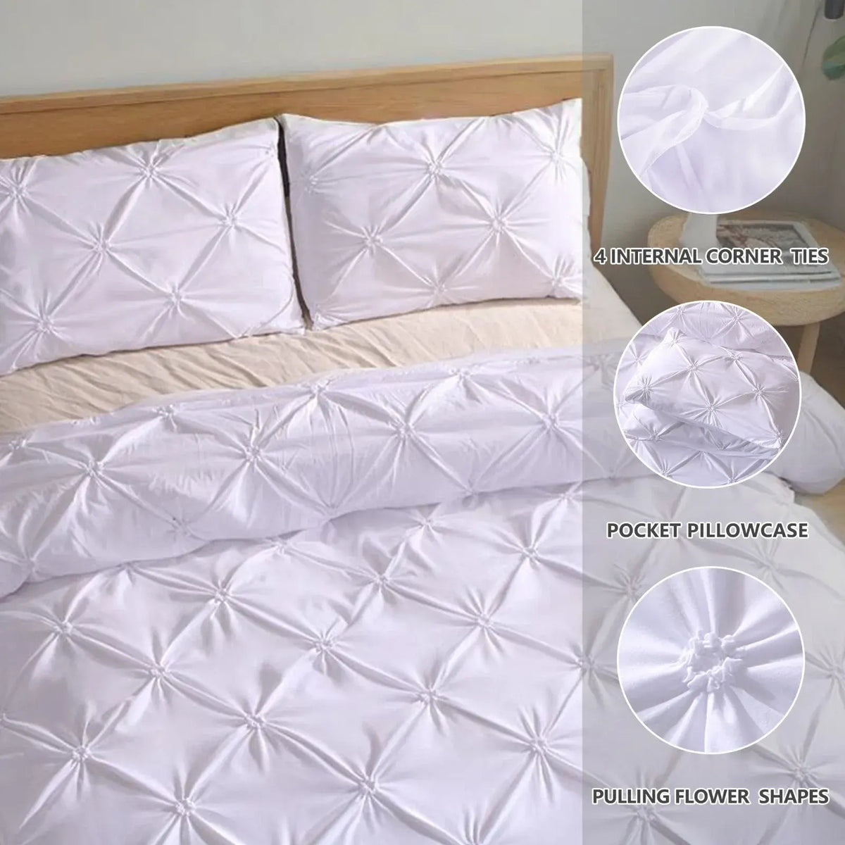 White Lucerne Bloomscape Quilt / Doona / Duvet Cover set - Image 8