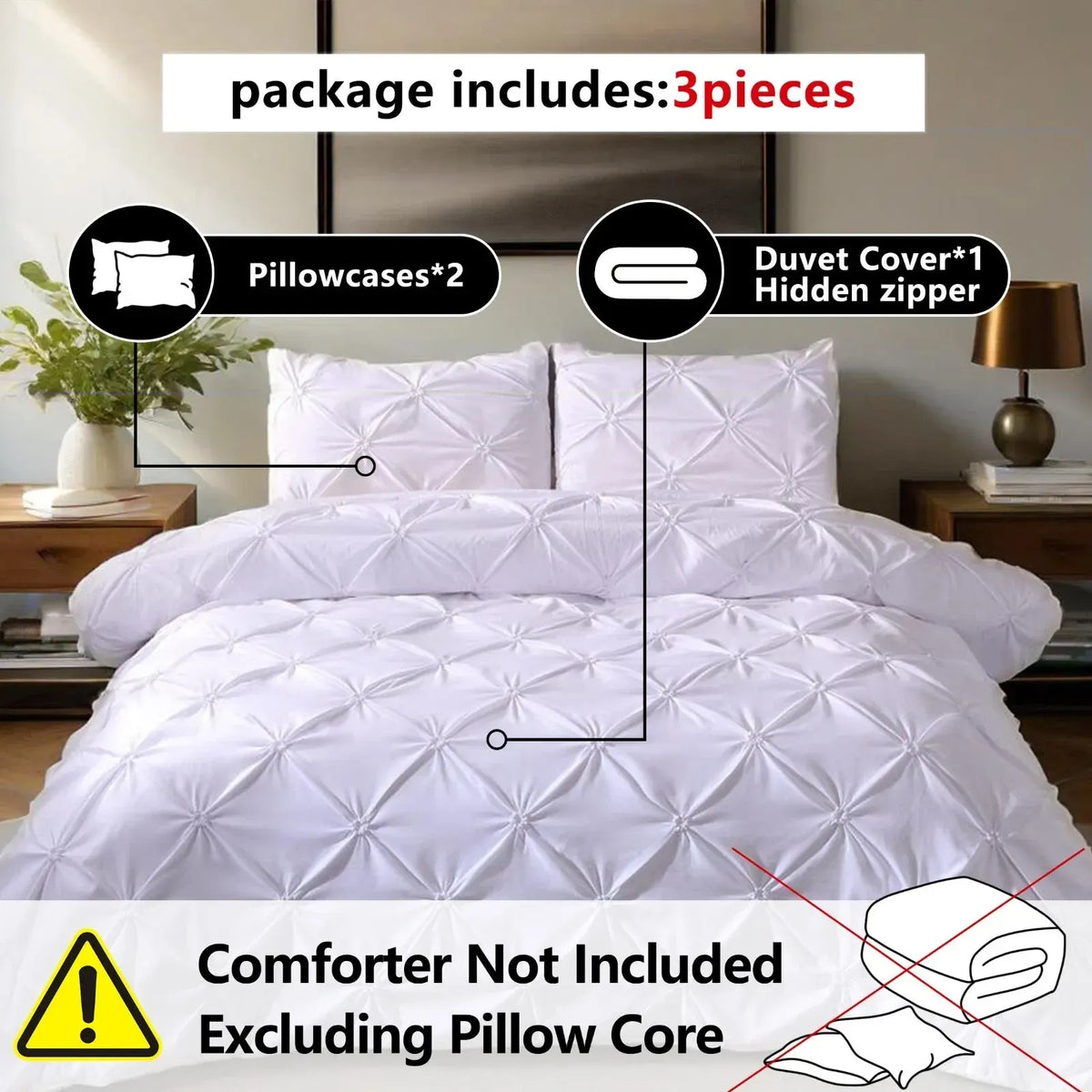 White Lucerne Bloomscape Quilt / Doona / Duvet Cover set - Image 9