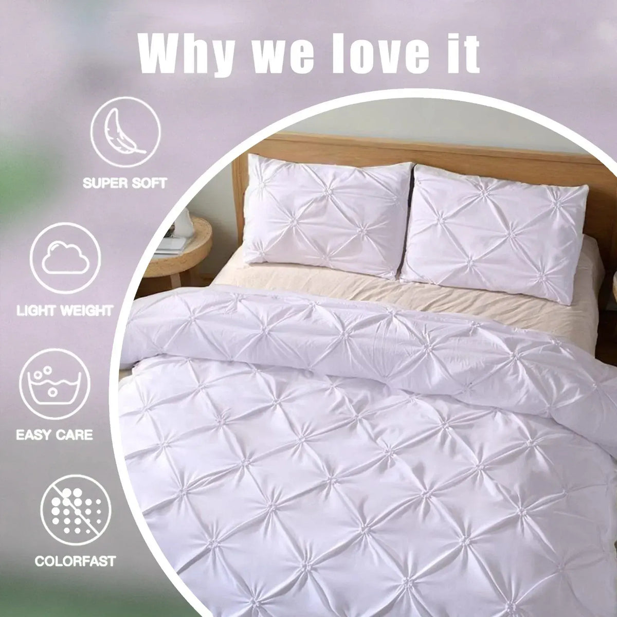 White Lucerne Bloomscape Quilt / Doona / Duvet Cover set - Image 6