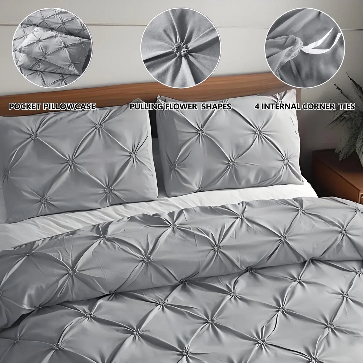 Grey Lorette Marigold Quilt / Doona / Duvet Cover set - Image 2