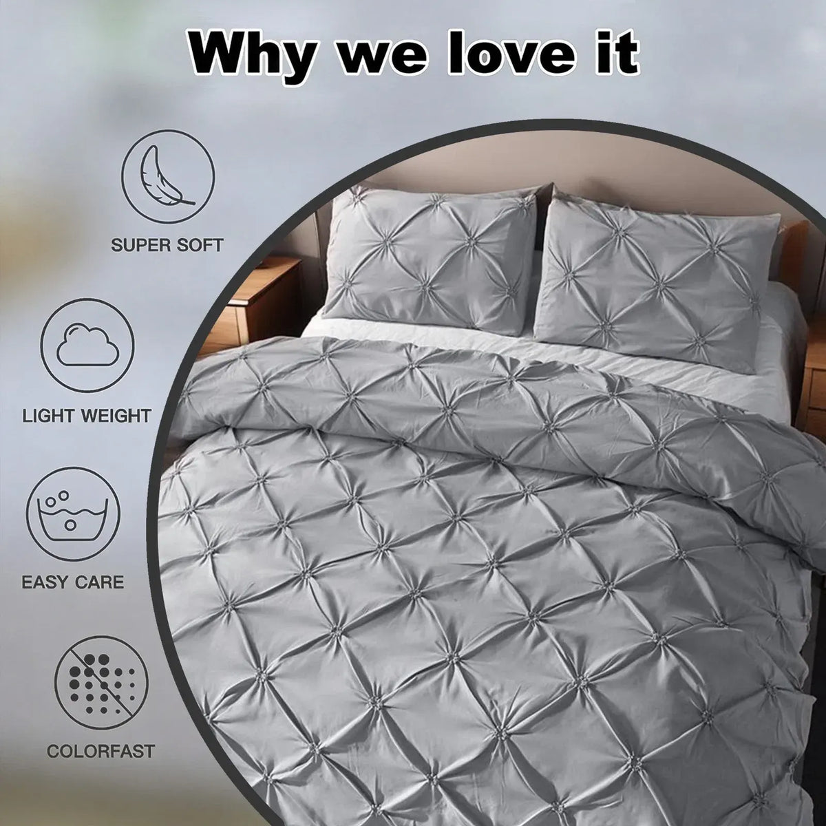 Grey Lorette Marigold Quilt / Doona / Duvet Cover set - Image 4