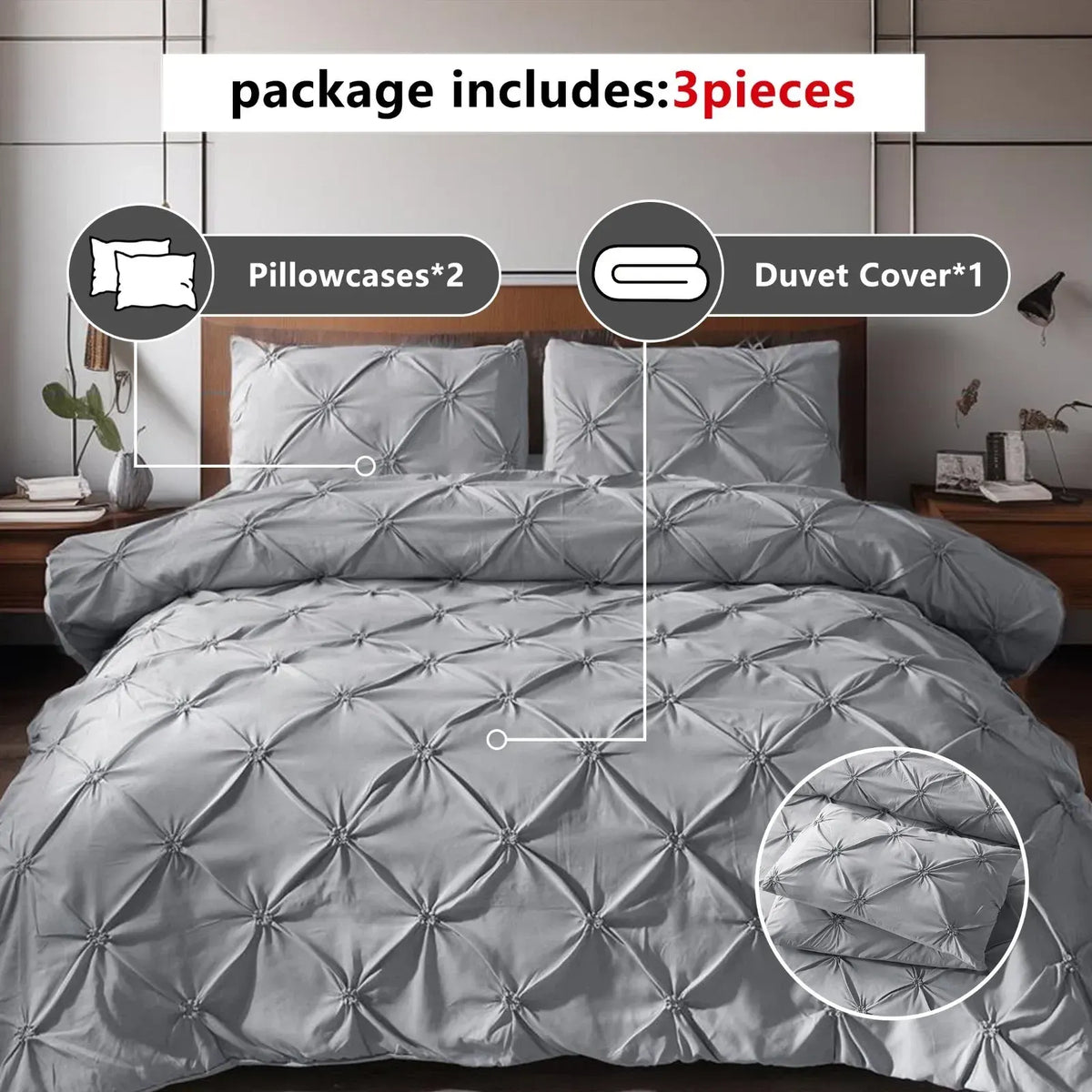Grey Lorette Marigold Quilt / Doona / Duvet Cover set - Image 7