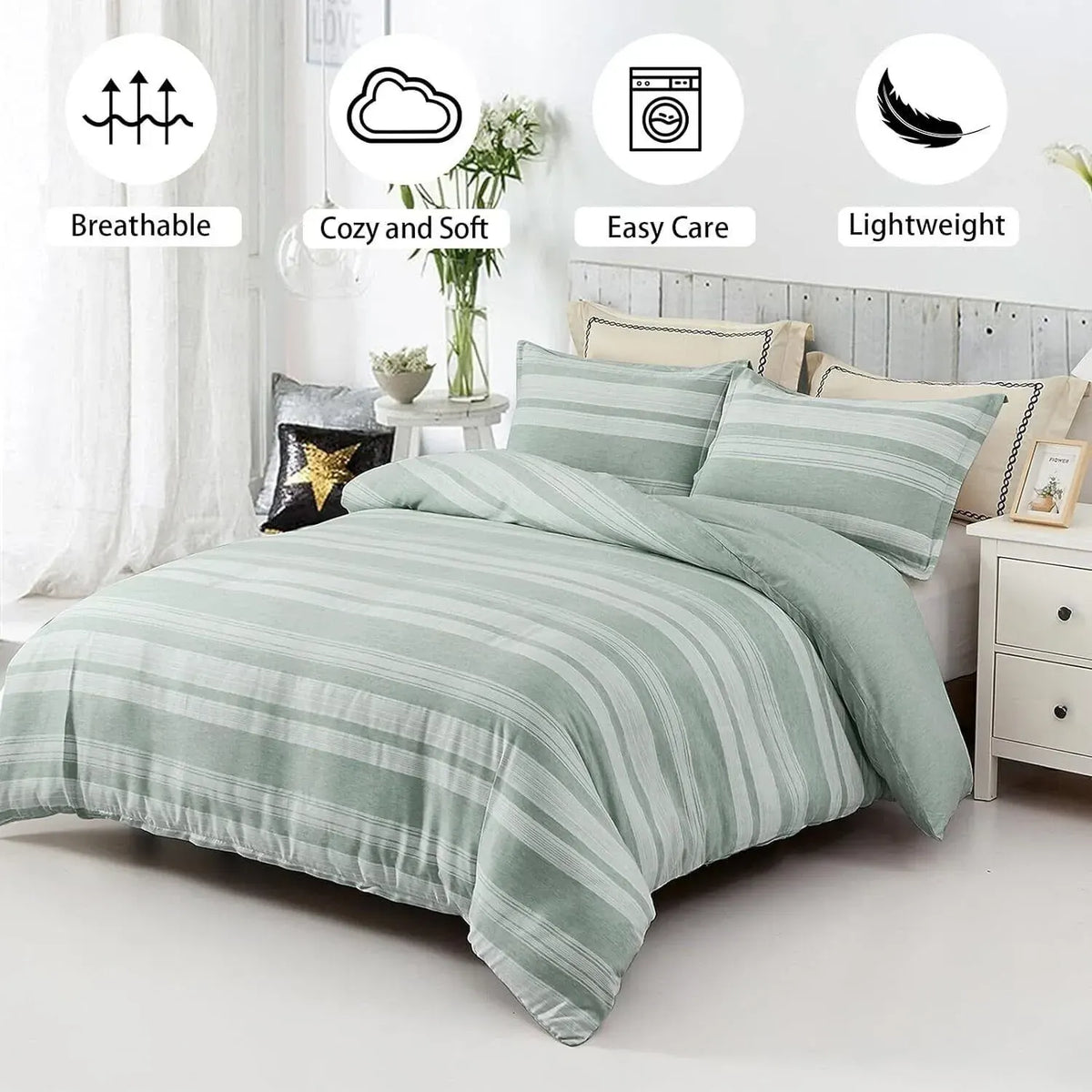 Bohemian Striped Margaux Bloomscape Quilt / Doona / Duvet Cover set - Image 2