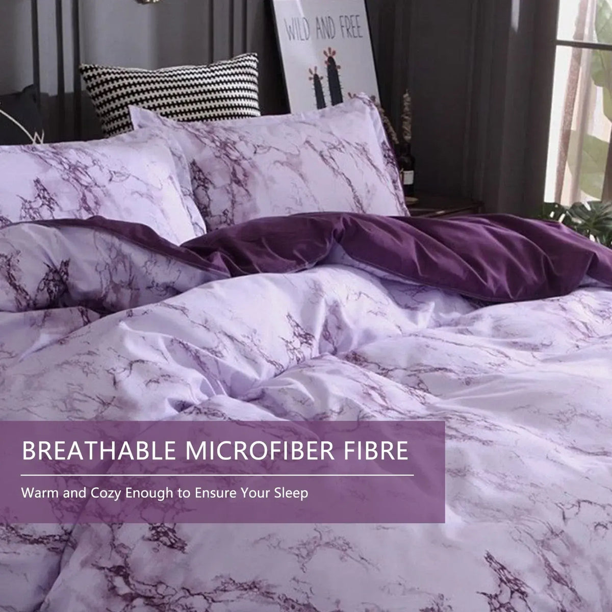 Purple Marbled Catalina Serenity Quilt / Doona / Duvet Cover set - Image 4