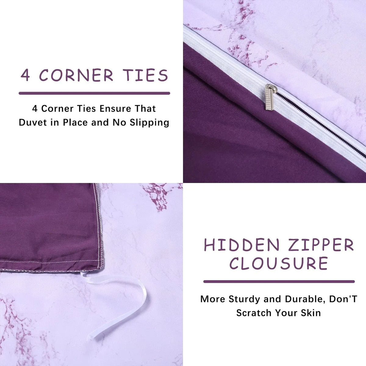 Purple Marbled Catalina Serenity Quilt / Doona / Duvet Cover set - Image 3