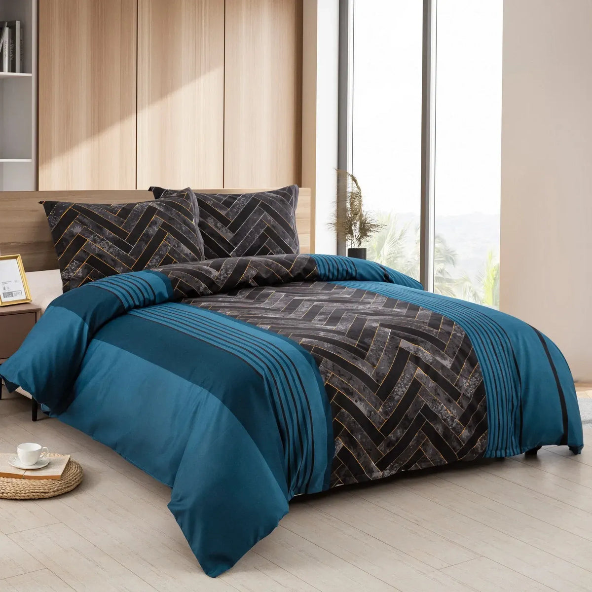 Marble Teal Nero Chevron Luxe Quilt / Doona / Duvet Cover set - Image 4