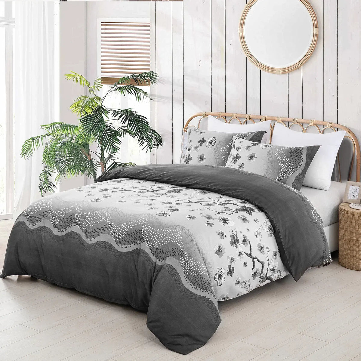 Grey Stripe Aveline Elegance Quilt / Doona / Duvet Cover set - Image 2