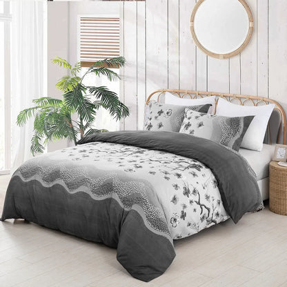 Grey Stripe Aveline Elegance Quilt / Doona / Duvet Cover set - Image 2