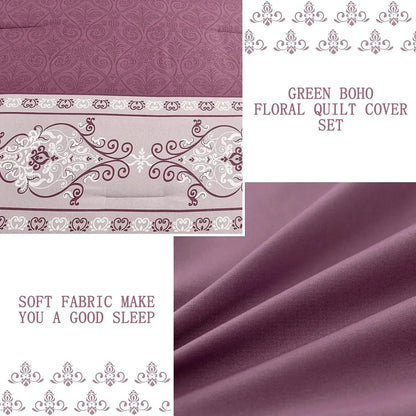 Red Bohemian Noelle Botanical Quilt / Doona / Duvet Cover set - Image 5