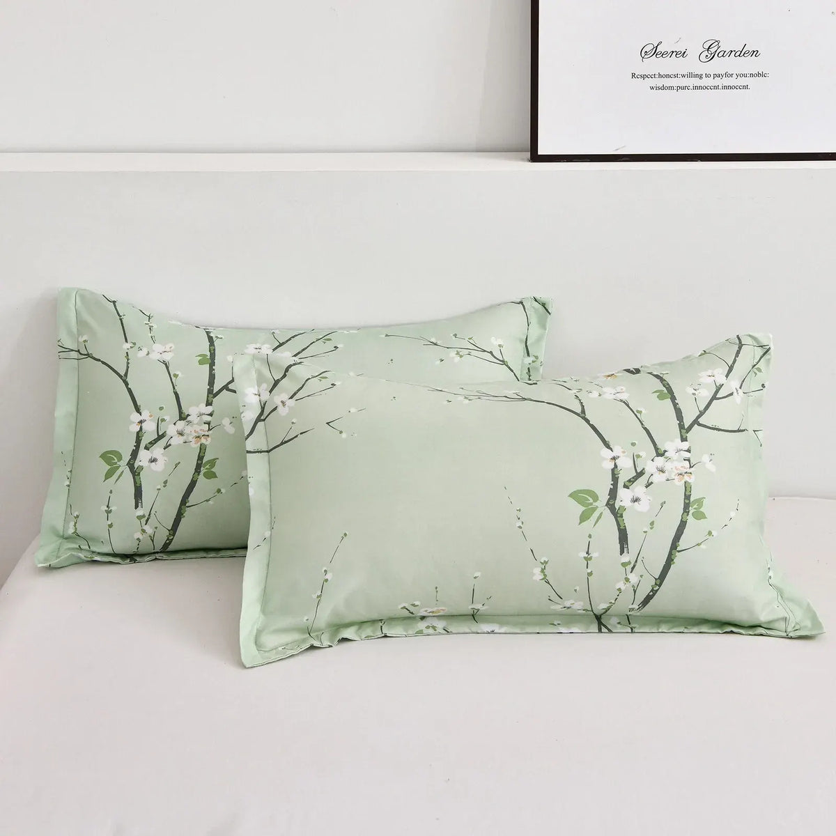 Green Alpine Botanical Quilt / Doona / Duvet Cover set - Image 7