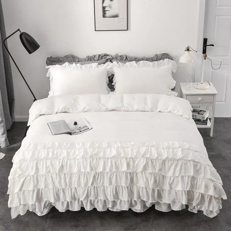 Multi Ruffled Celeste Charm Quilt / Doona / Duvet Cover set
