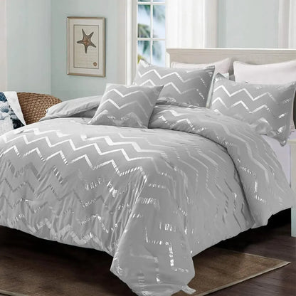 Light Grey Palermo Leaf Quilt / Doona / Duvet Cover set - Image 2
