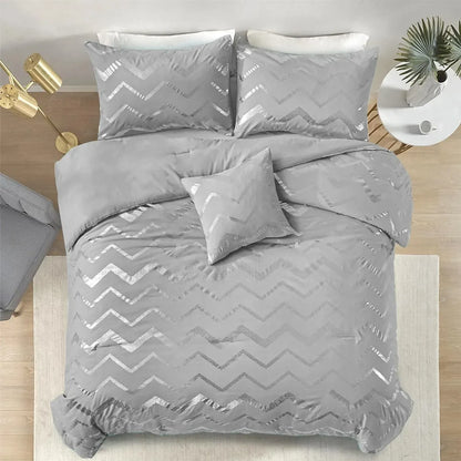 Light Grey Palermo Leaf Quilt / Doona / Duvet Cover set - Image 3