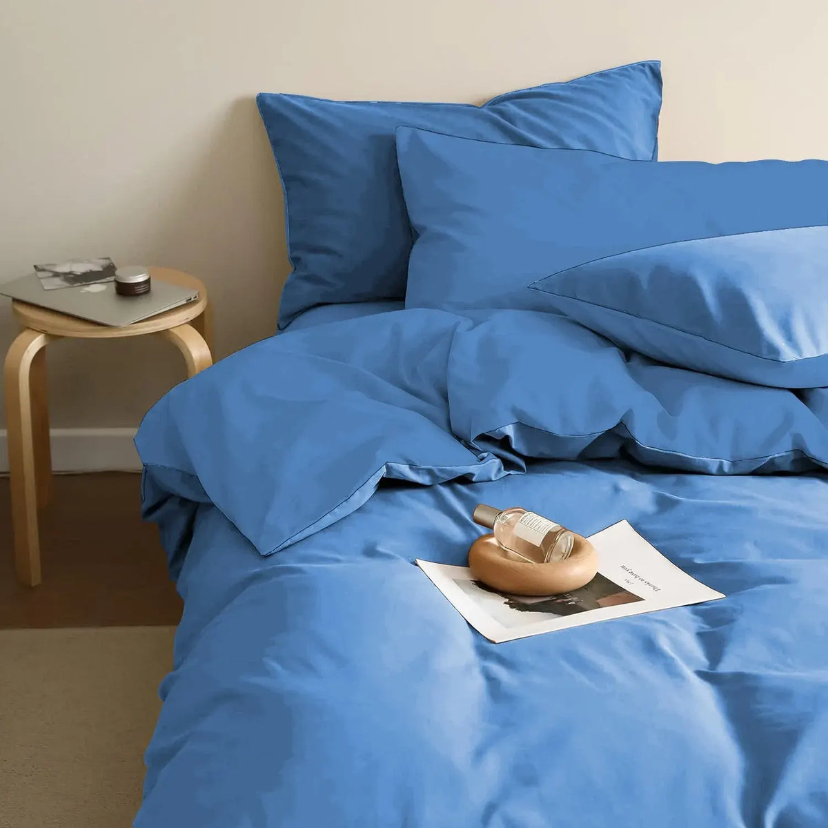 100% Cotton Navy Blue Maribel Dahlia Quilt / Doona / Duvet Cover set - Image 4