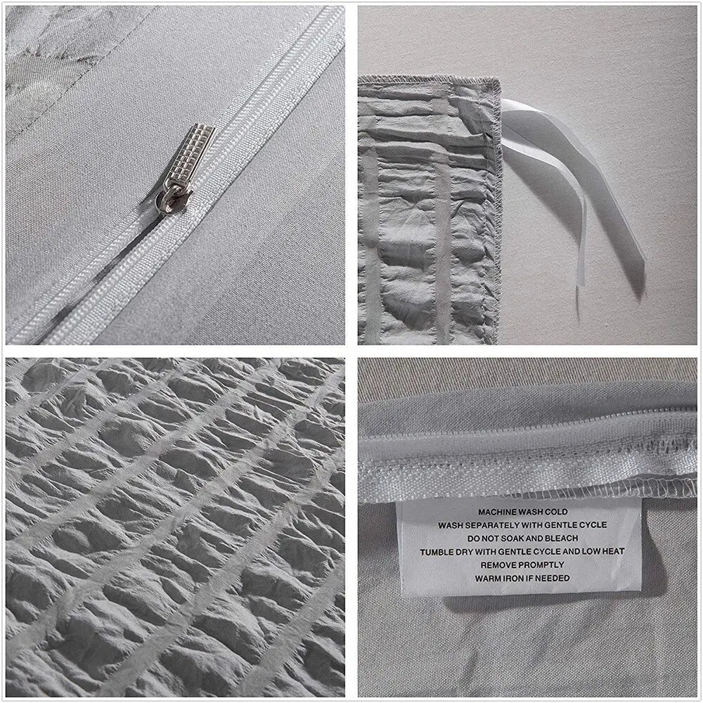 Seersucker Grey Savoy Dahlia Quilt / Doona / Duvet Cover set - Image 4