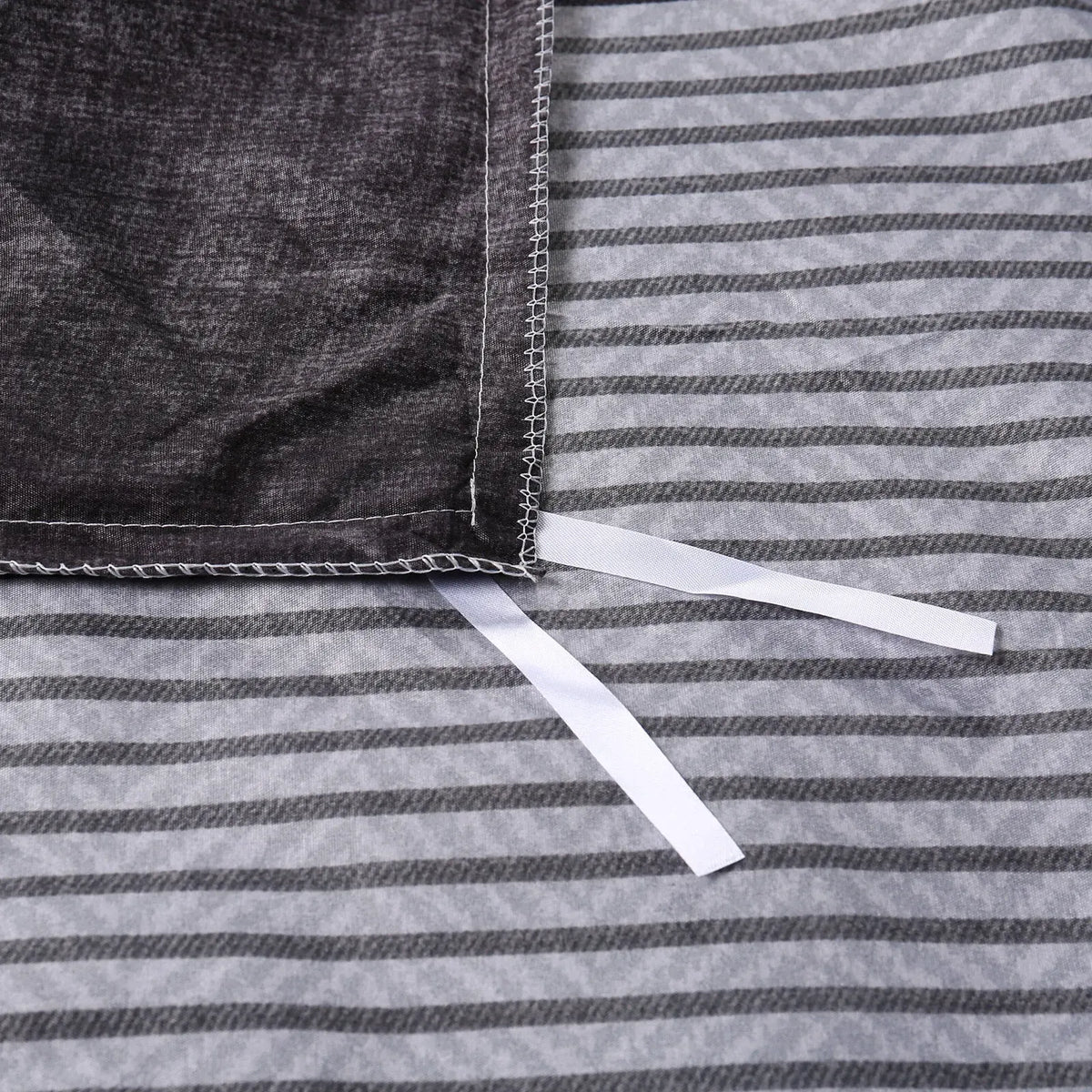 Gray Striped Cannes Gallery Quilt / Doona / Duvet Cover set - Image 5