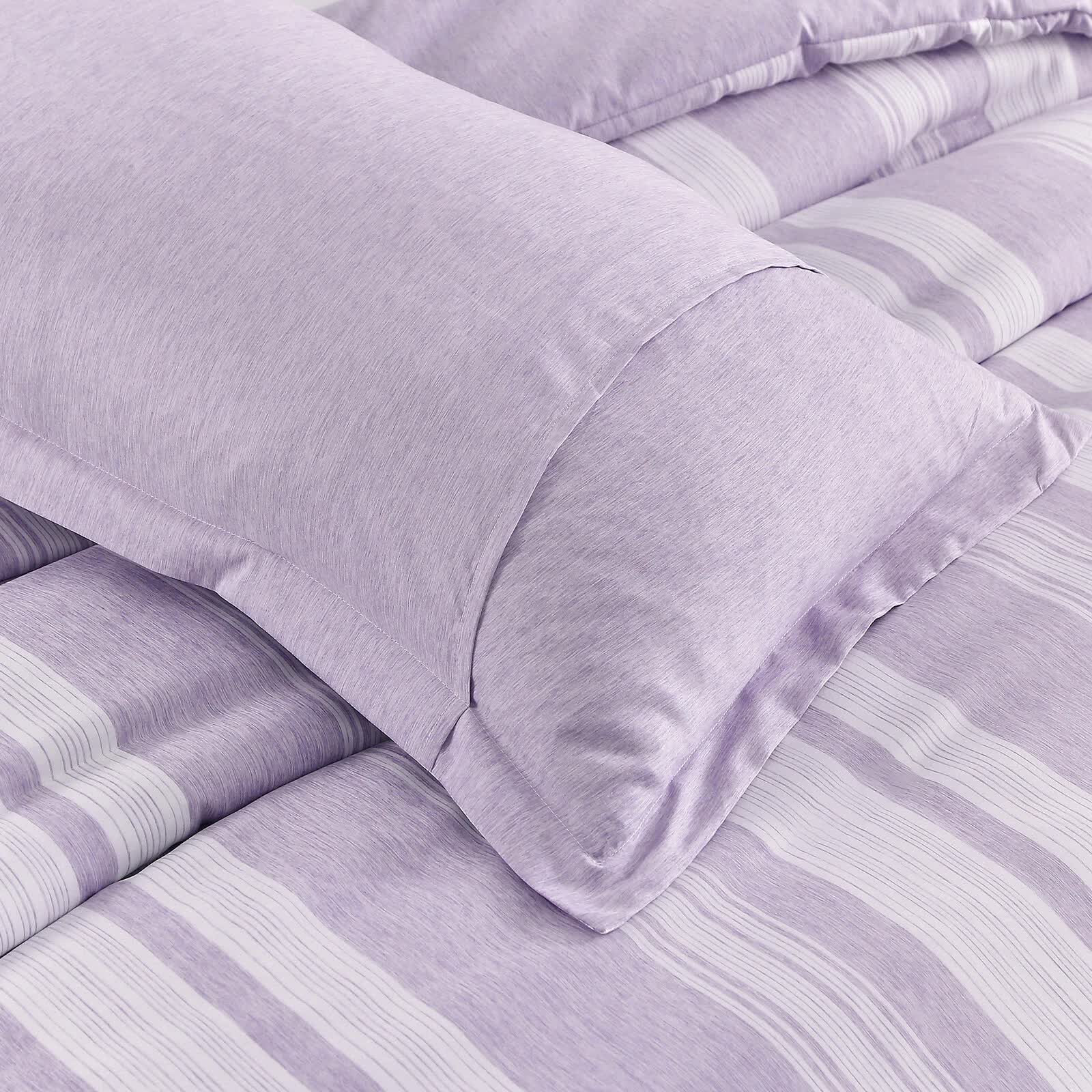 Midnight Calm stripes purple 3‑Piece Bedding – Cozy comforter Style - Image 4